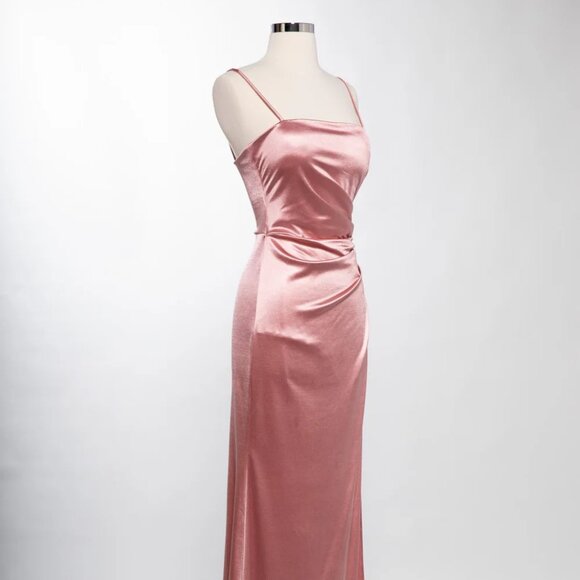 NEW LONG FORMAL SLEEVELESS SHEATH SOLID PROM DRESS W/ GATHERED WAISTLINE TC D601 - Picture 3 of 8